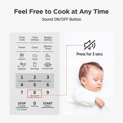 Countertop Microwave Oven with Sound On/Off, ECO Mode and Easy One-Touch Buttons