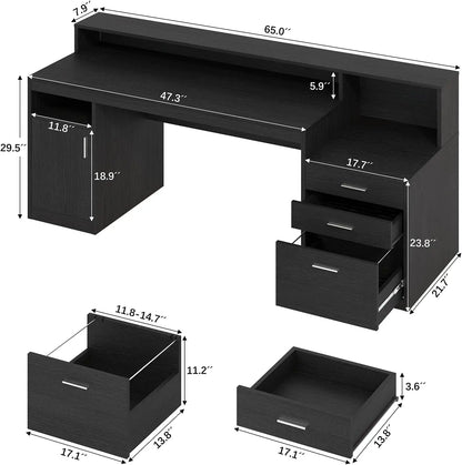 Computer Desk with 3 Drawer Storage Space saving