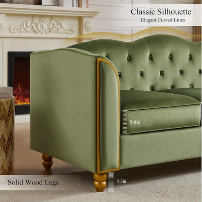 Sofa Bed Button Tufted Comfy Couch Modern Sofa Green