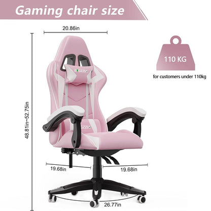 Ergonomic Gaming Chair with Lumbar Cushion & Headrest