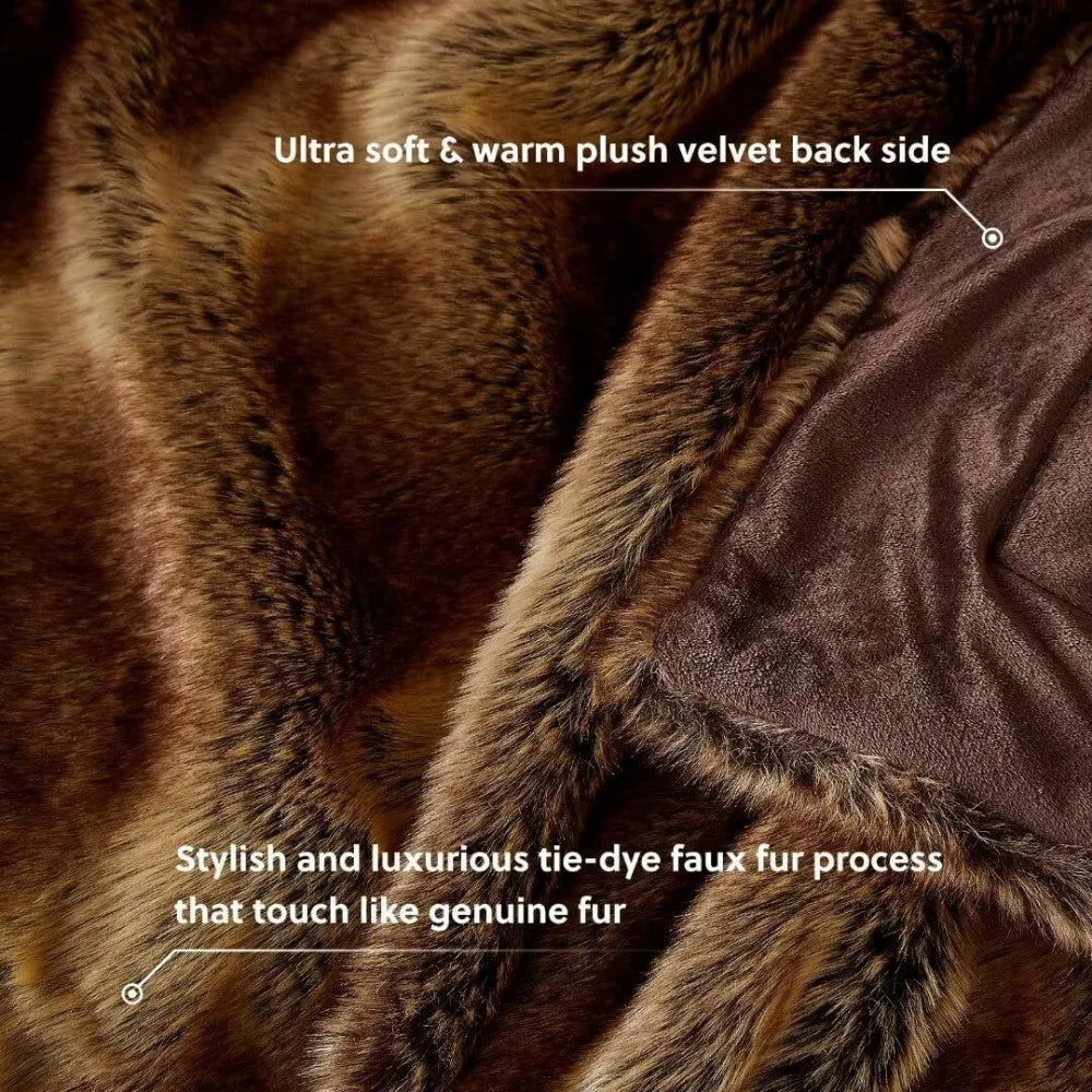 Luxury Faux Fur Blanket - Super Thick Warm Long Fluff Fuzzy Throw
