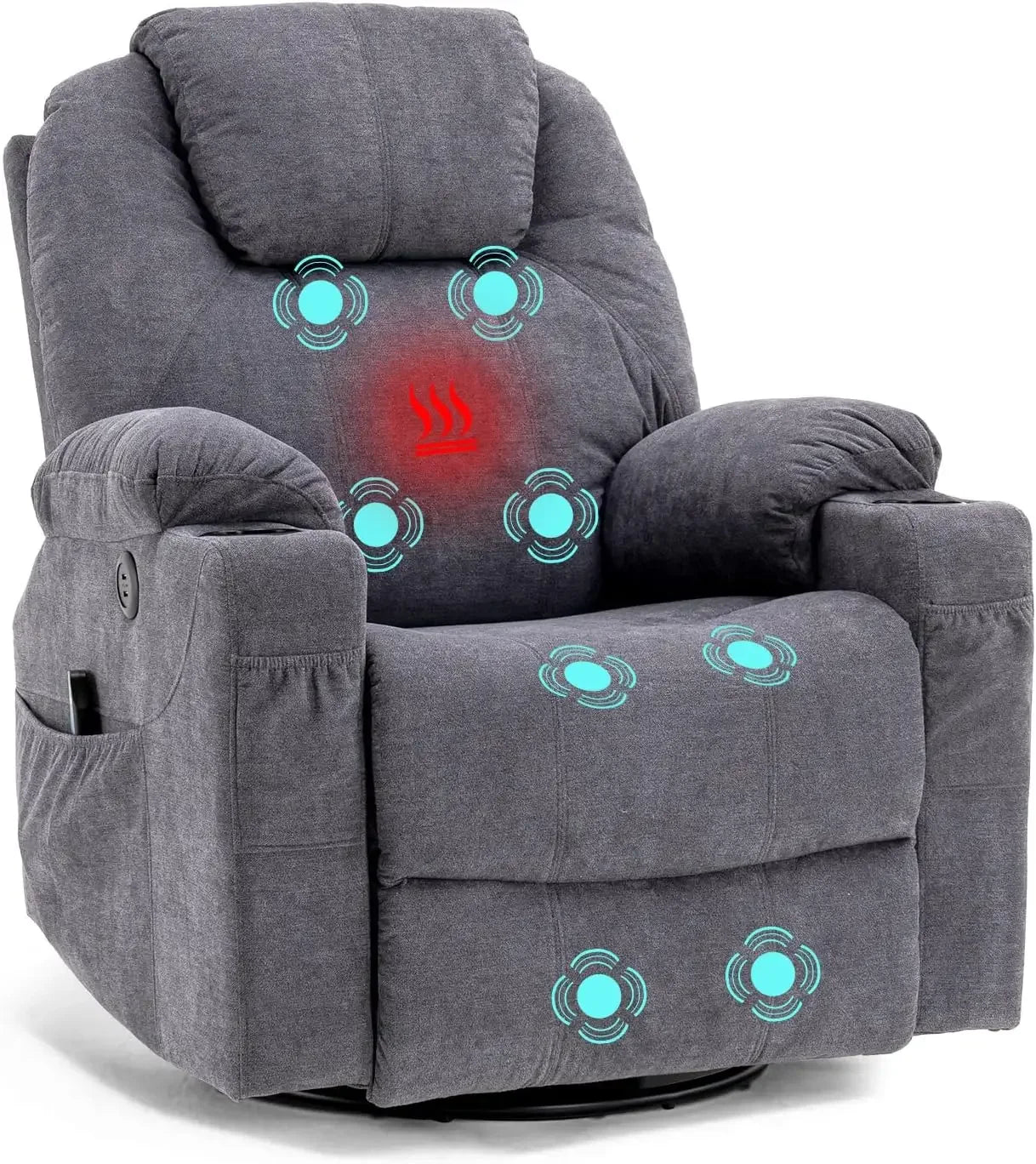 Swivel Rocker Recliner Chair Manual Glider Rocking Recliner Chair with Heated Massage