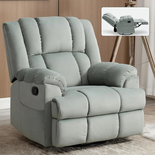 Manual Recliner Chair Swivel Glider, Upholstered Fabric (Green)