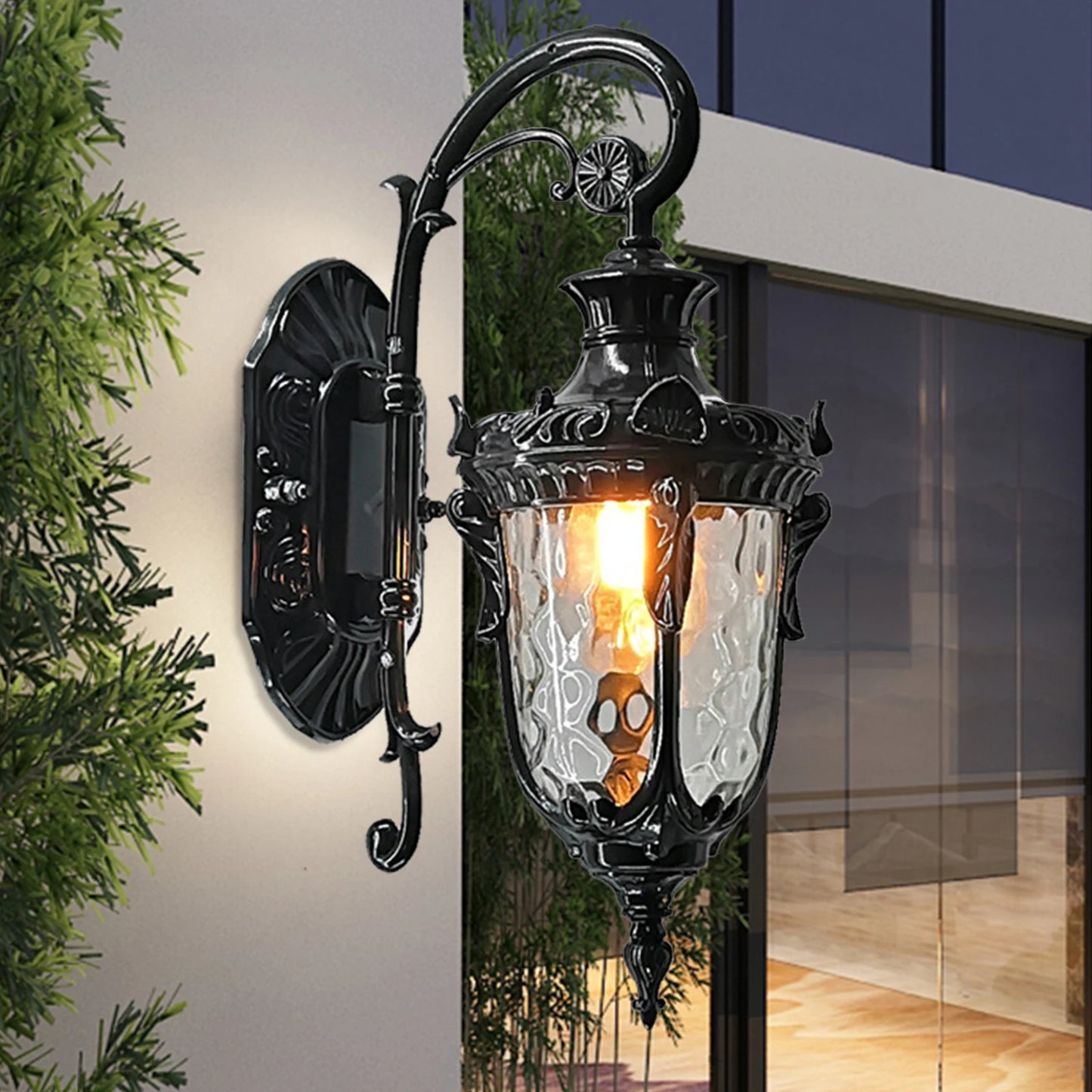 Outdoor Wall Lamp Antique Loft Wood Glass Sconces Vintage