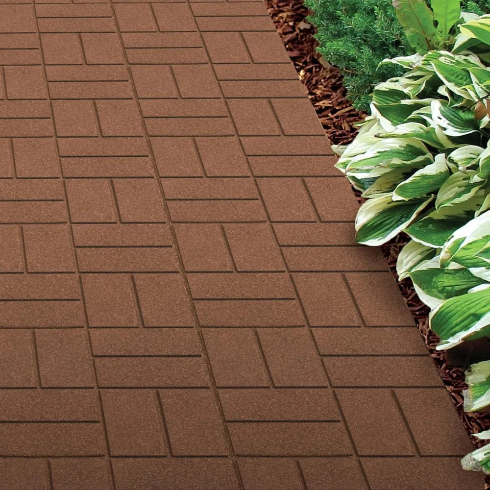 Dual Sided Rubber Paver Tile - 16" X 16" X 3/4" (Brown, 24 Tiles)