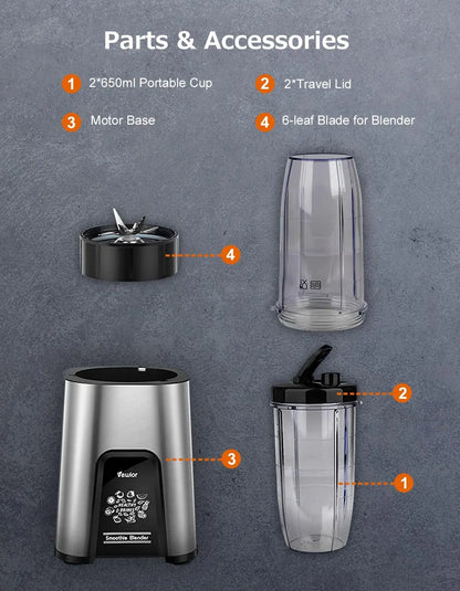 Personal Blender 1000W Smoothie Blender for Shakes and Smoothies