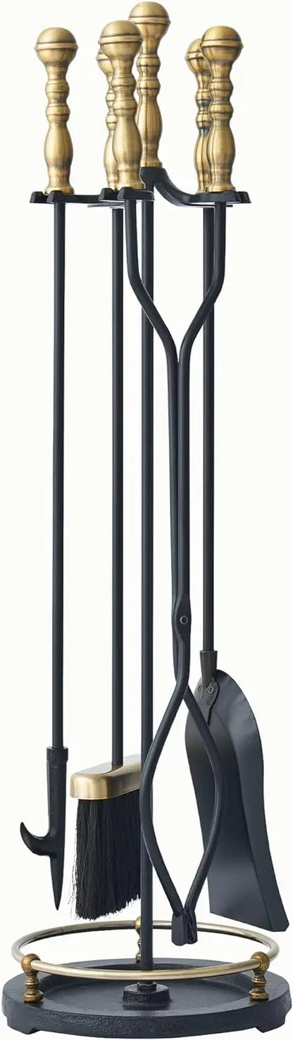 Fireplace Tools Set 5-Pieces Indoor Outdoor Sturdy Fire Place Poker Set