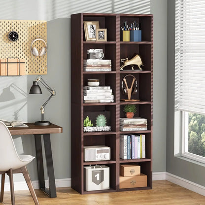 71.65-inch High Cubicle Bookshelves Set of 2, White Modern Bookshelves