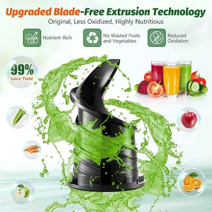 Cold Press Juicer with Blade-less, Slow Masticating Juicer Machines, 5.3" 350W Juice Extractor