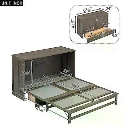 Queen Murphy Bed Cabinet 81.8"L x 63.6"W x 41.5"H