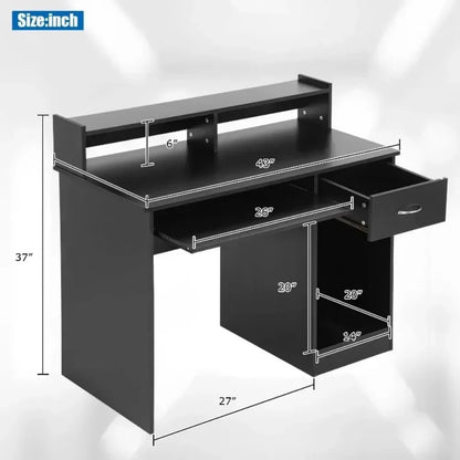 Office Desk, Computer Desk with Drawers Keyboard Tray 43" Study Writing