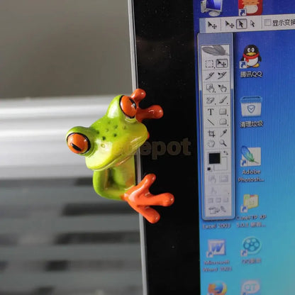 3D Frog Funny Car Office Desk Computer Decor Ornaments Miniatures