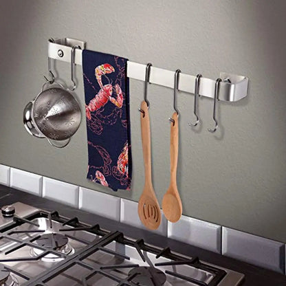 Stainless Steel Utensil Bar Pot Rack Wall Mounted Kitchen Organizer 24-Inch Length