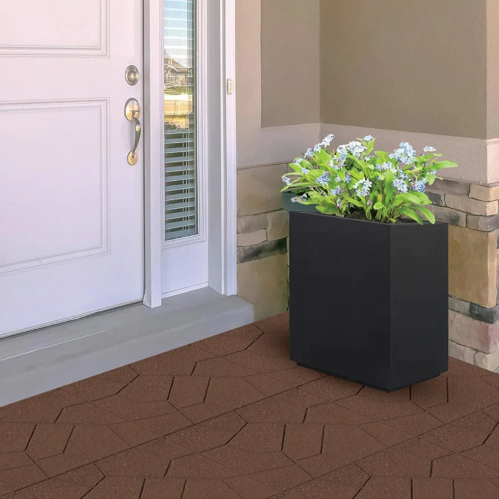 Dual Sided Rubber Paver Tile - 16" X 16" X 3/4" (Brown, 24 Tiles)