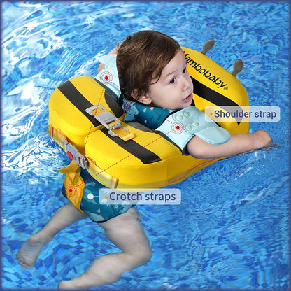 Baby Float With Crotch Strap & Inflation-free Solid Core Ring Have Sunshade