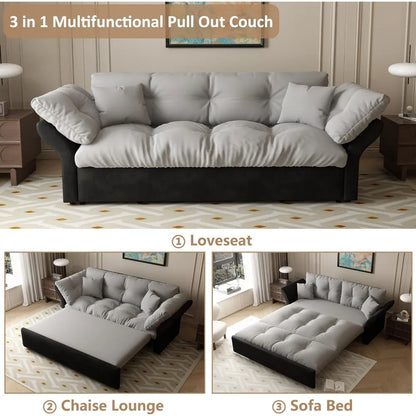 Velvet Loveseat Couch for Living Room 3 in 1 Convertible Sleeper Sofa