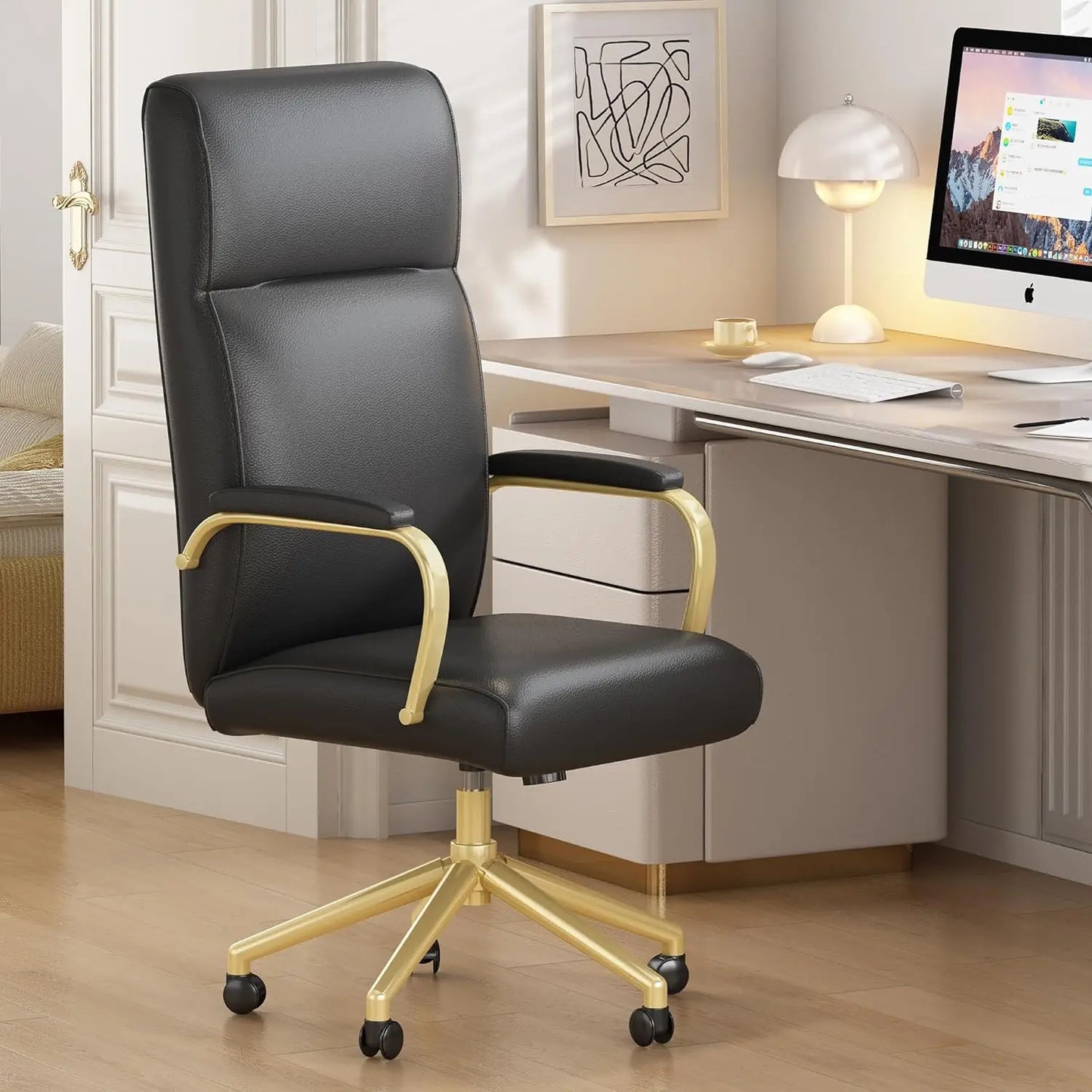 High Back Office Chair for Women, Modern Leather Executive Chair