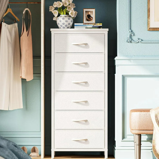 6 Drawer Tall & Chest of Drawers 15.7"D x 11.8"W x 38.3"H White