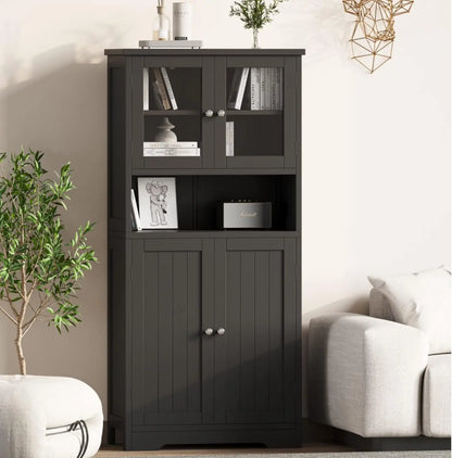 Bathroom Floor Cabinet with Open Shelf, Cabinet with Doors