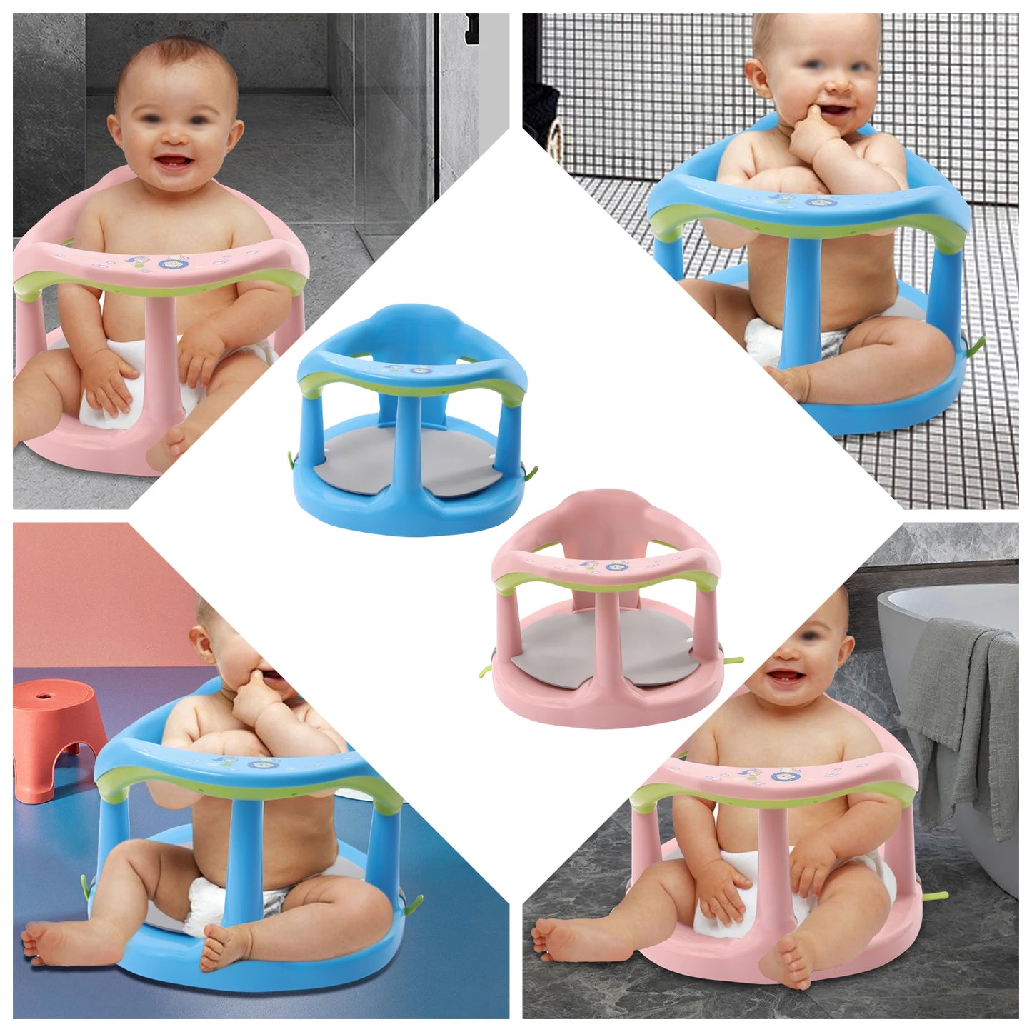 Blue/Pink Anti Slip Baby Bathtub Seat Baby Bath Seat for Tub