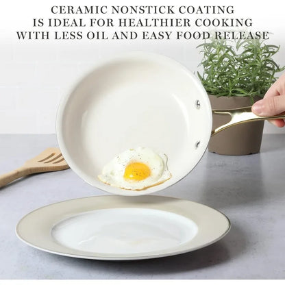 Premium Nonstick PFA Free Ceramic Interior 10 Piece Enamel Exterior