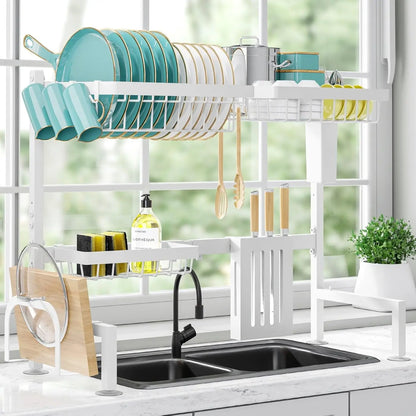 Dish Drying Rack - Dish Draining Drying Rack Over Large Sink (30.0 "to 33.9" W)