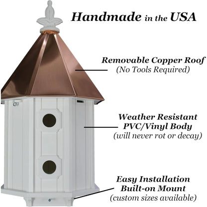 US Two-Story 8 Compartment Weather-Resistant Birdhouse with Copper Roof (4" x 4" Mount)