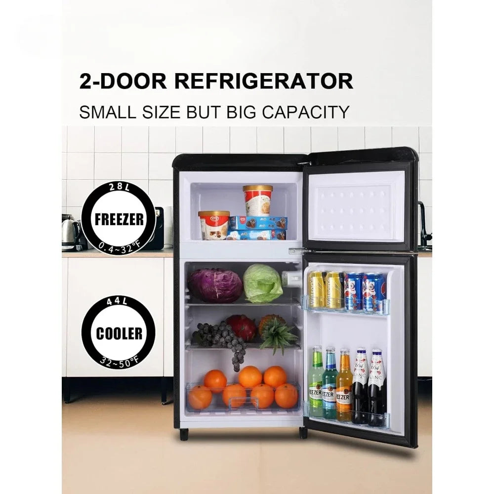 3.5 Cu.Ft Mini Fridge with Freezer, 2 Door Refrigerator with 7 TEMP Modes