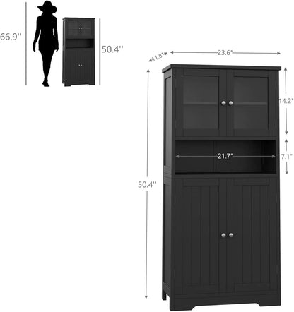 Bathroom Floor Cabinet with Open Shelf, Cabinet with Doors