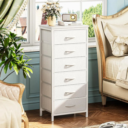 6 Drawer Tall & Chest of Drawers 15.7"D x 11.8"W x 38.3"H White