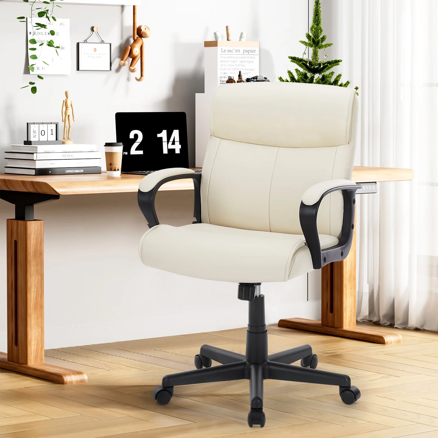 Leather Ergonomic Office Chair Lift and Swivel